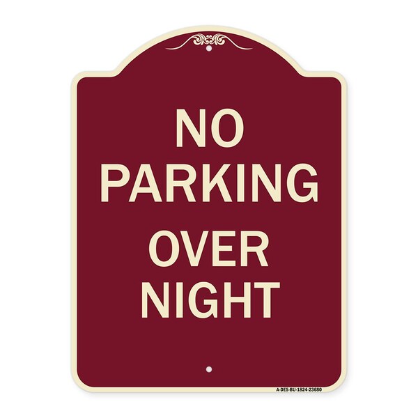 No Parking Overnight Parking Heavy-Gauge Aluminum Architectural Sign, 24" x 18", BU-1824-23680